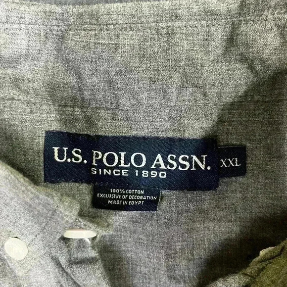 US Polo Assn Button down Shirt Men’s XXL 100% Cotton Gray soft comfy light 0552 - Picture 3 of 5